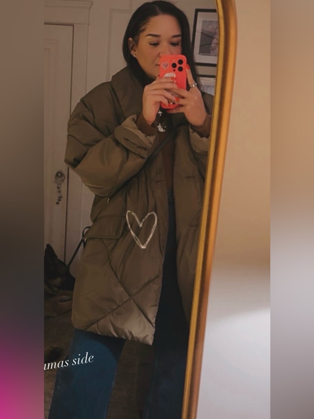 Free People Olive Quilted Long Puffer Coat